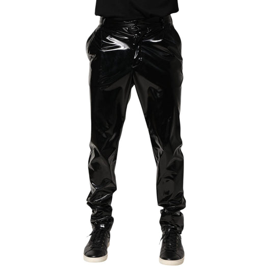 Dolce & Gabbana Black Polyester Mid Waist Men Trouser Pants PAN76626-48