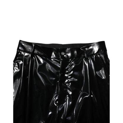 Dolce & Gabbana Black Polyester Mid Waist Men Trouser Pants