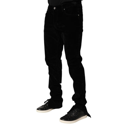 Dolce & Gabbana Black Cotton Men Dress Formal Trouser Pants