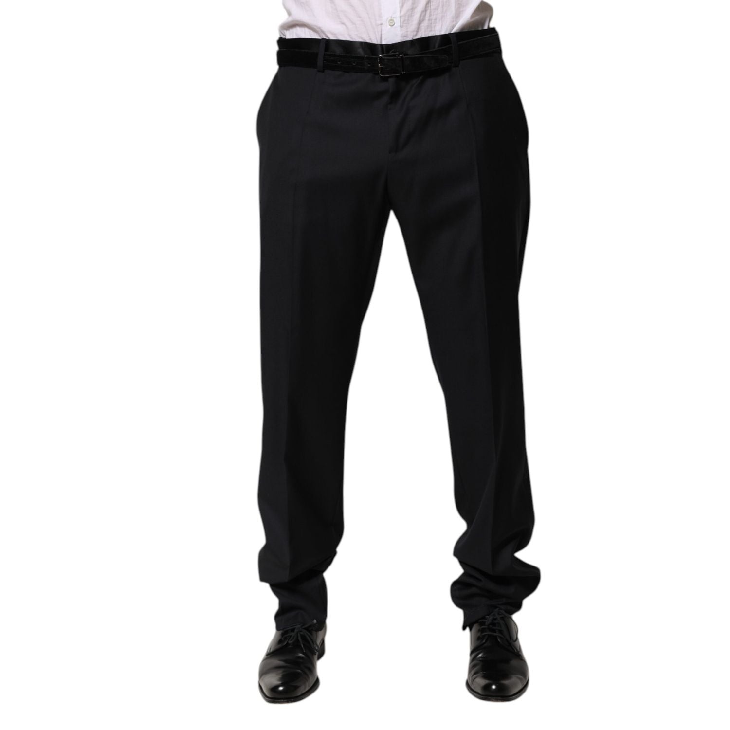 Dolce & Gabbana Black Wool Men Formal Dress Trouser Pants