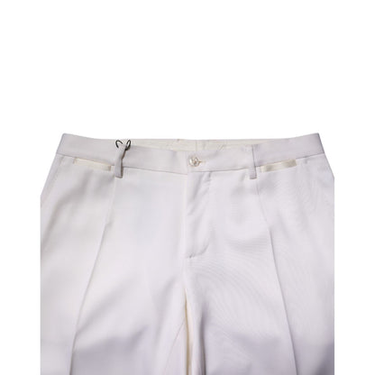Dolce & Gabbana White Polyester Tapered Formal Trouser Pants