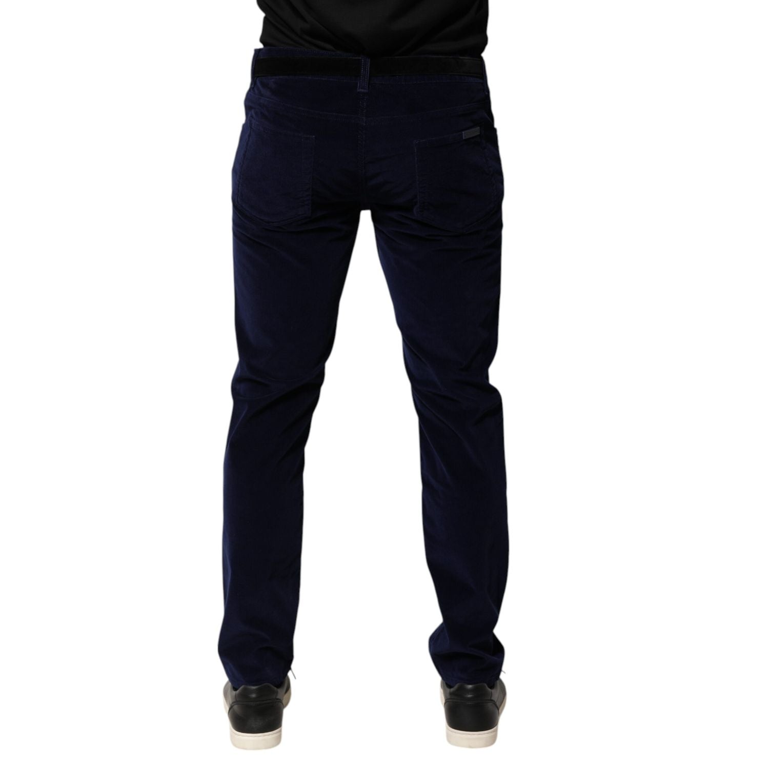 Dolce & Gabbana Navy Blue Cotton Tapered Formal Trouser Pants