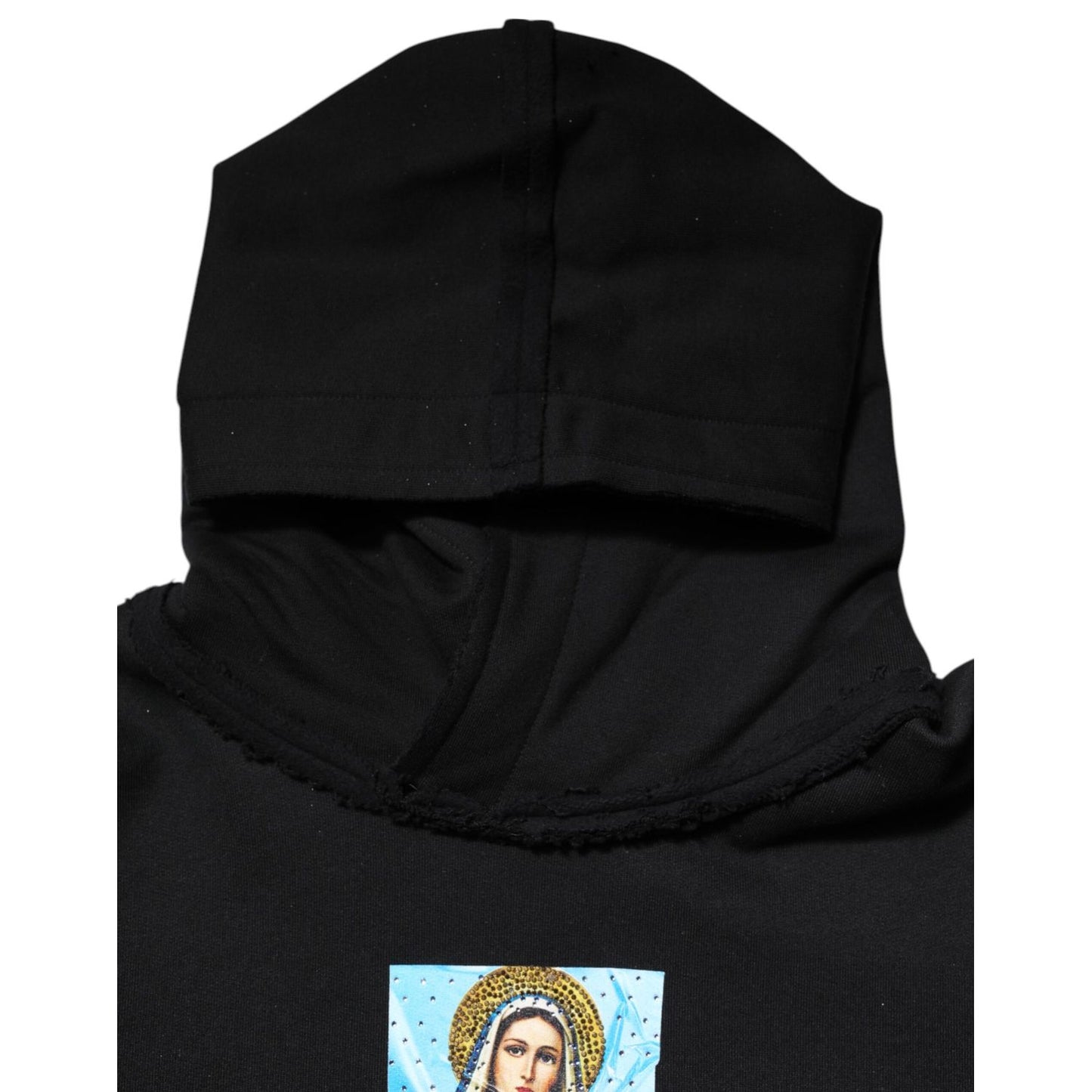 Dolce & Gabbana Black Printed Hoodie Crystal Embellished Jacket