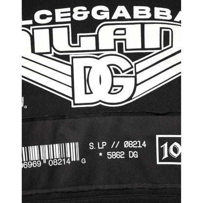 Dolce & Gabbana Black Cotton DG Milano Logo Print Hoodie Sweater