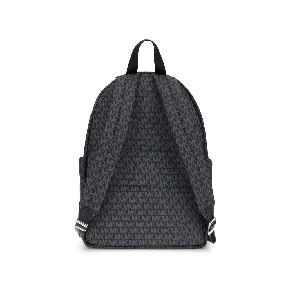 Michael Kors Black Polyester Backpack with logo print and multiple pockets, ideal for stylish and functional organization, AW25 season.