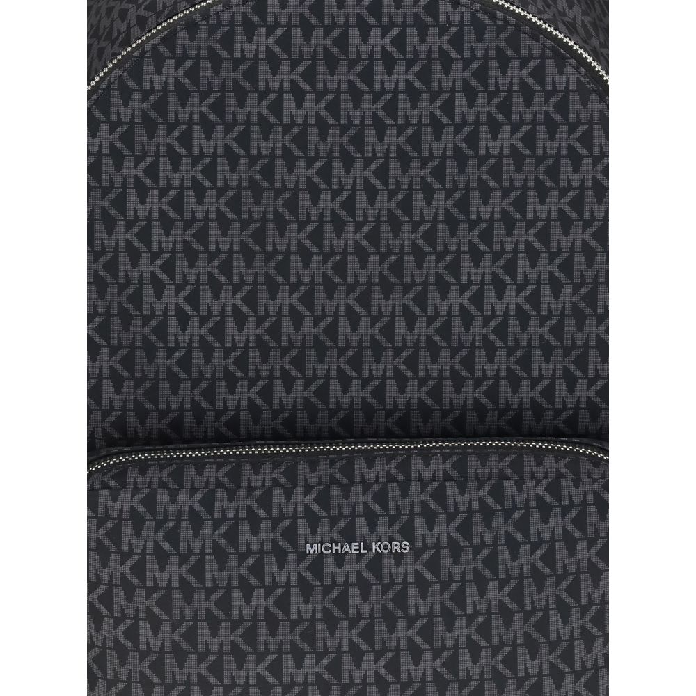 Michael Kors Black Polyester Backpack featuring logo print and minimalist design for functionality and style, AW25 collection.