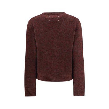 Margiela Bordeaux Fleece Wool Sweatshirt featuring a vintage look with gradient coloring and signature stitches on the back.