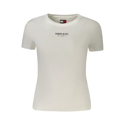 Tommy Hilfiger White Cotton Women T-Shirt with logo and eco-friendly materials.