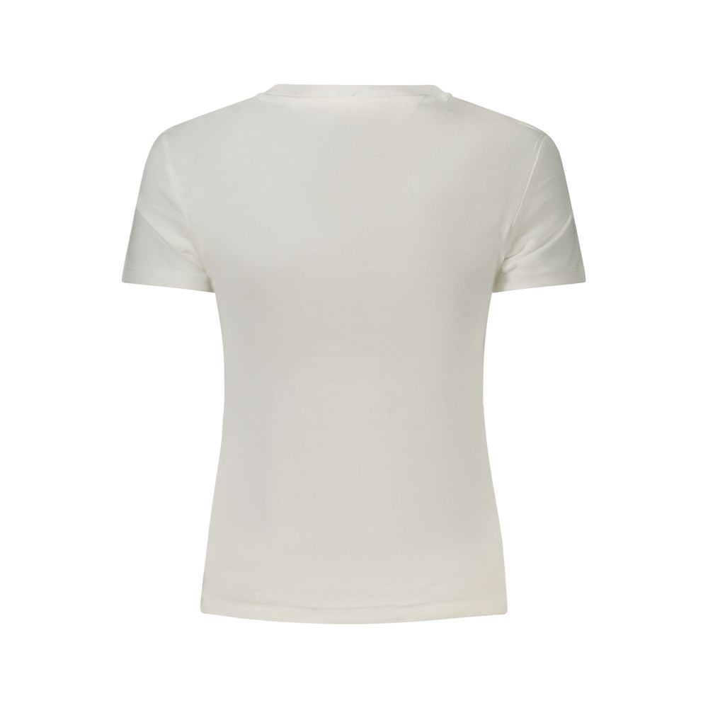 Back view of Tommy Hilfiger White Cotton Women T-Shirt with short sleeves.