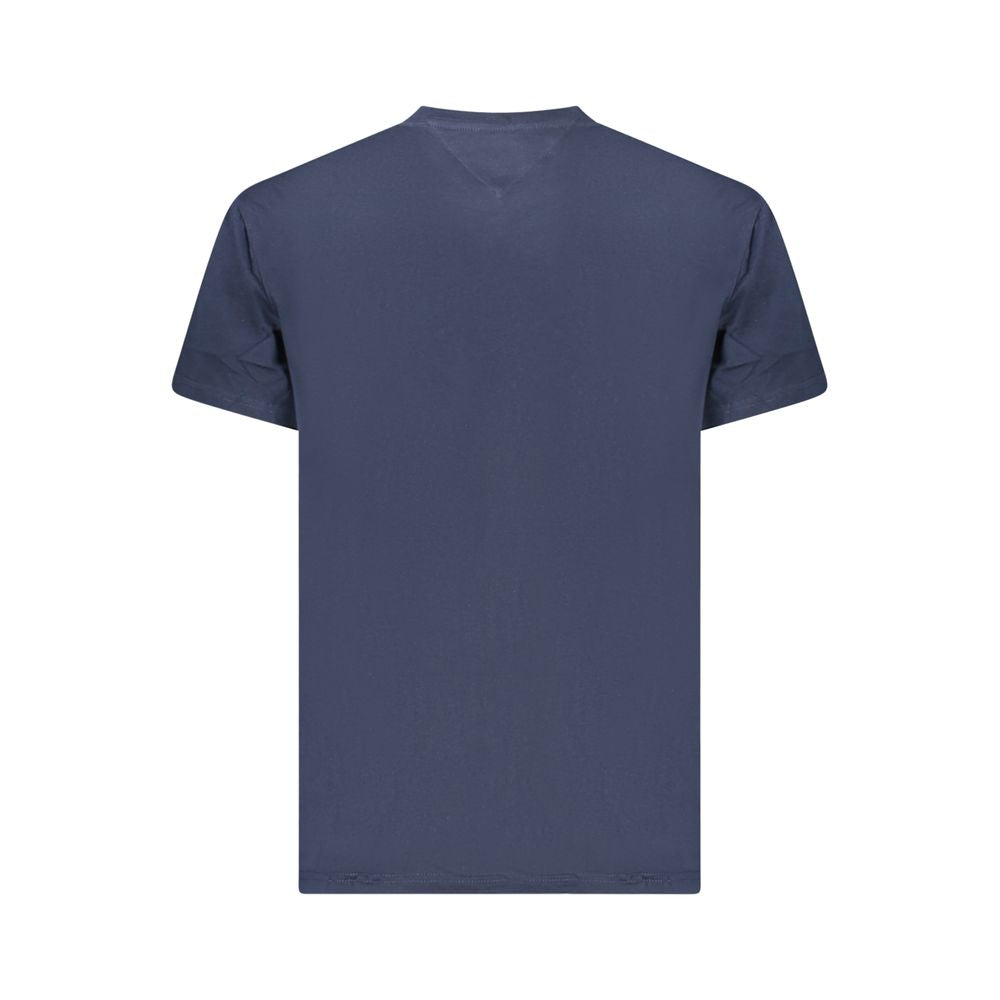 Tommy Hilfiger Blue Cotton Men T-Shirt, sustainable crew neck, back view