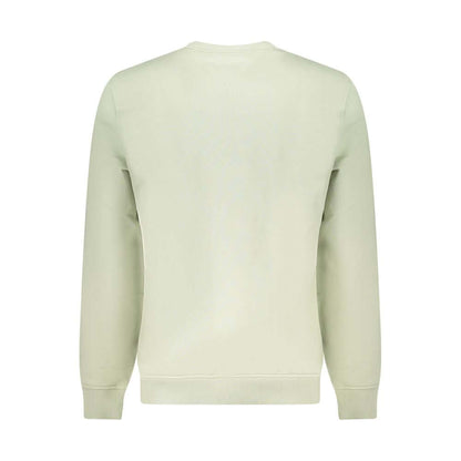 Back view of Tommy Hilfiger Green Cotton Men Sweater showcasing long sleeves and a crew neck design.