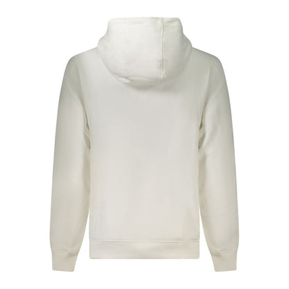 Tommy Hilfiger White Cotton Men Sweater with hood, showcasing back view and comfortable fit.