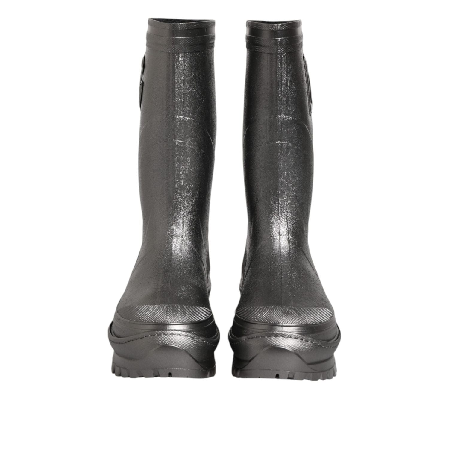 Dolce & Gabbana Black Argento Pull On Rain Boots Shoes