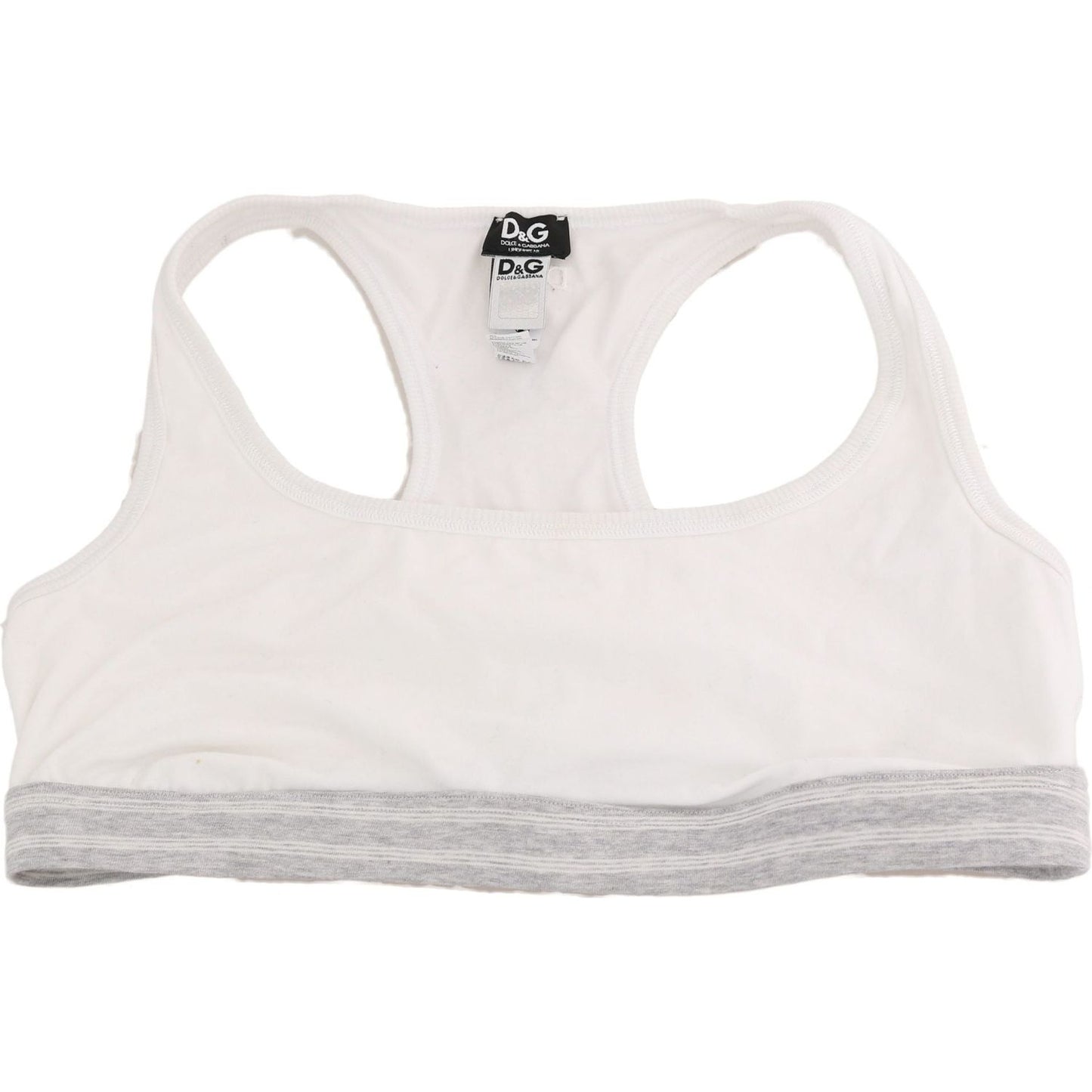 Dolce & Gabbana White Cotton Sport Stretch Bra Underwear Bik244-M