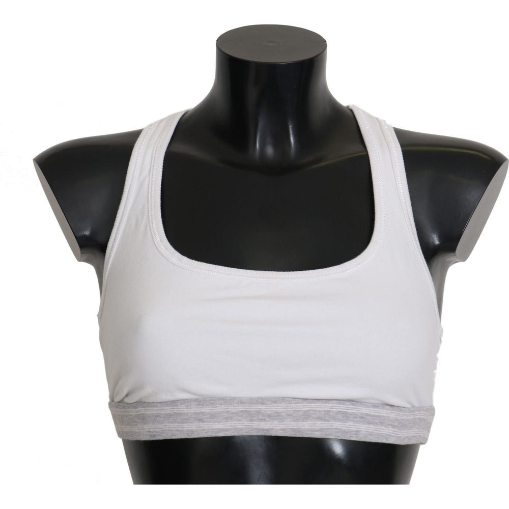 Dolce & Gabbana White Cotton Sport Stretch Bra Underwear Bik244-M