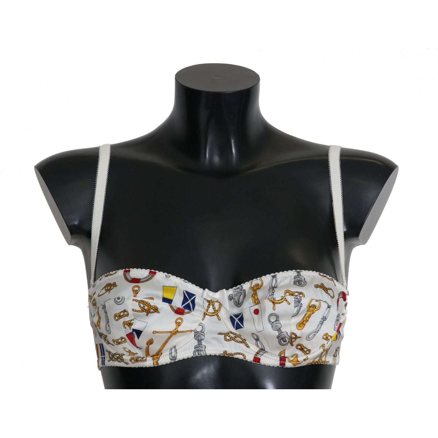 优雅白色水手印花弹力胸罩