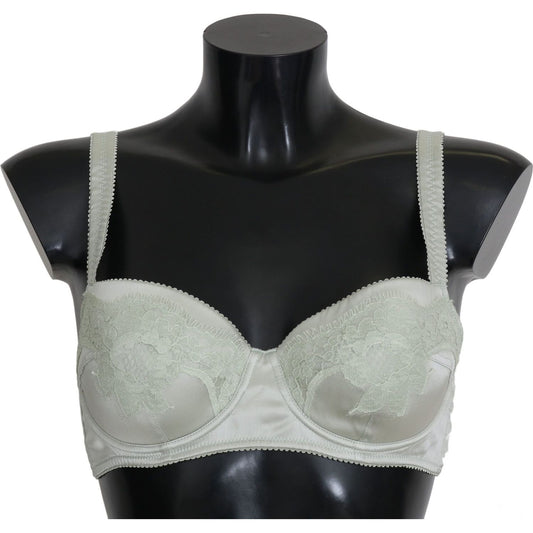 Dolce & Gabbana Green Balconcino Bra Floral Lace Underwear BIK279 S