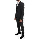Dolce & Gabbana Gray Patterned Wool 3 Piece Slim Suit