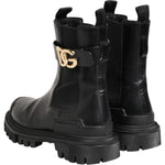 Dolce & Gabbana Black Gold DG Logo Trekking Calf Boots Shoes LA12867-37