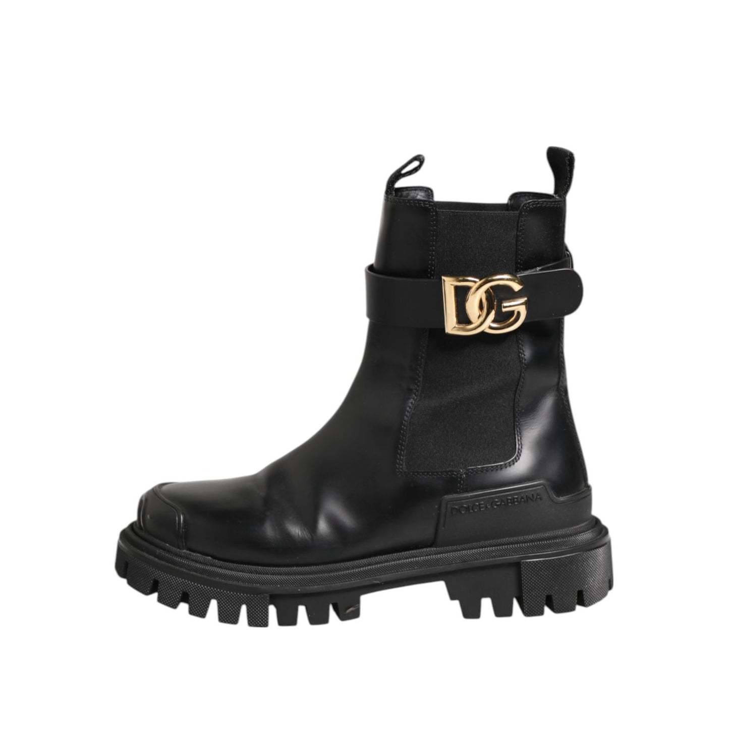 Dolce & Gabbana Black Gold DG Logo Trekking Calf Boots Shoes