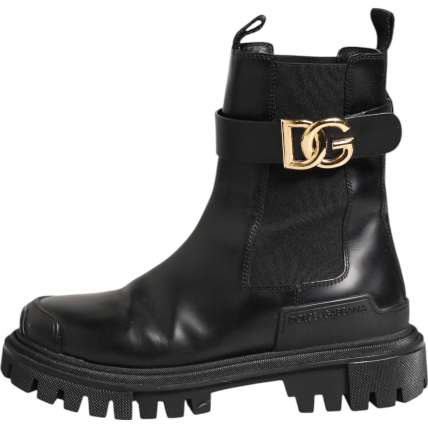Dolce & Gabbana Black Gold DG Logo Trekking Calf Boots Shoes LA12867-37