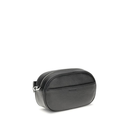 Zadig & Voltaire Black Calf Leather Bos Taurus Shoulder Bag with main zipper closure and detachable strap.