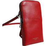 Dolce & Gabbana Red Leather Purse Phone Sling Crossbody Neck Strap Bag BAG4664