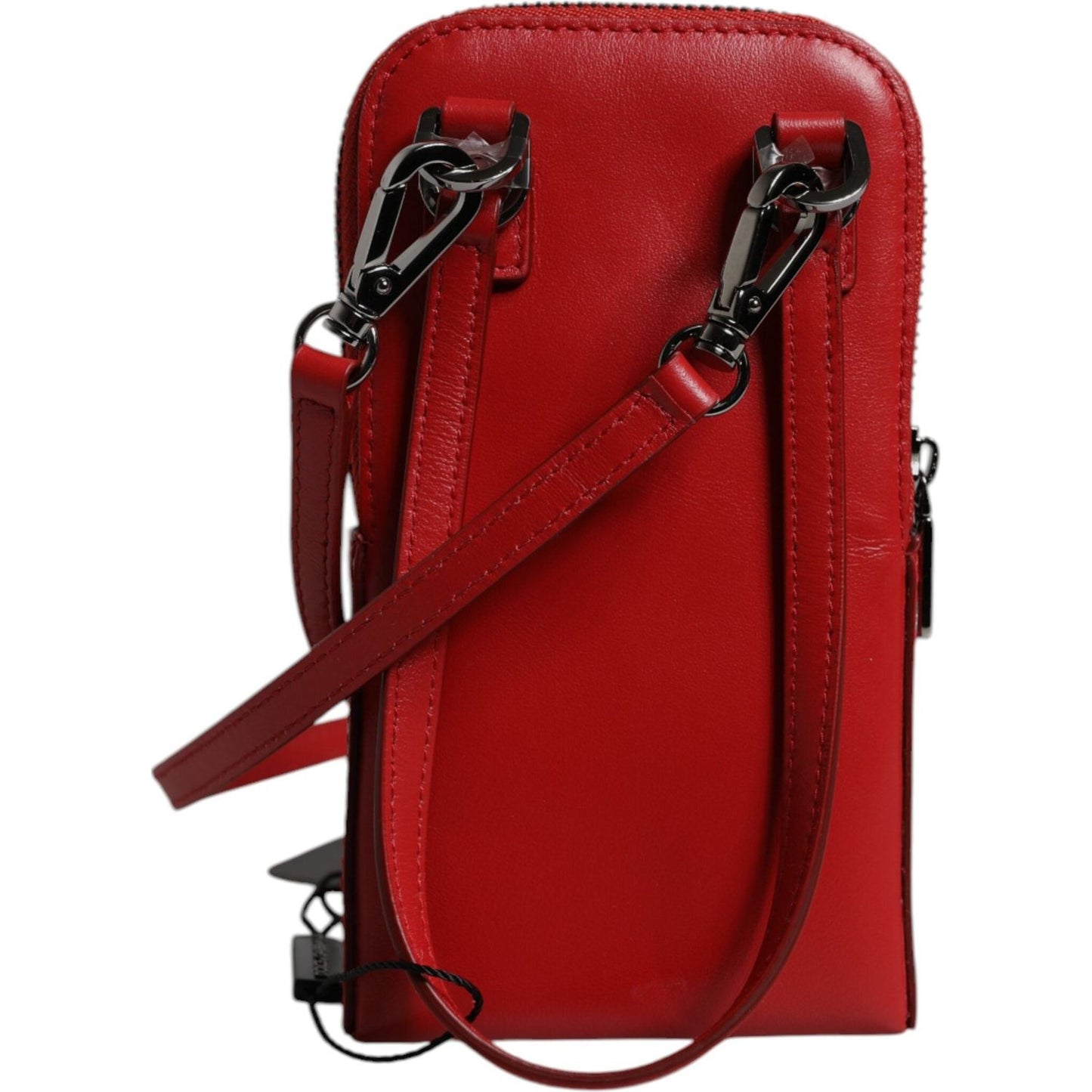 Dolce & Gabbana Red Leather Purse Phone Sling Crossbody Neck Strap Bag BAG4664