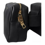 Dolce & Gabbana Black Calfskin Leather Double Waist Belt Fanny Pack Bag BAG4670