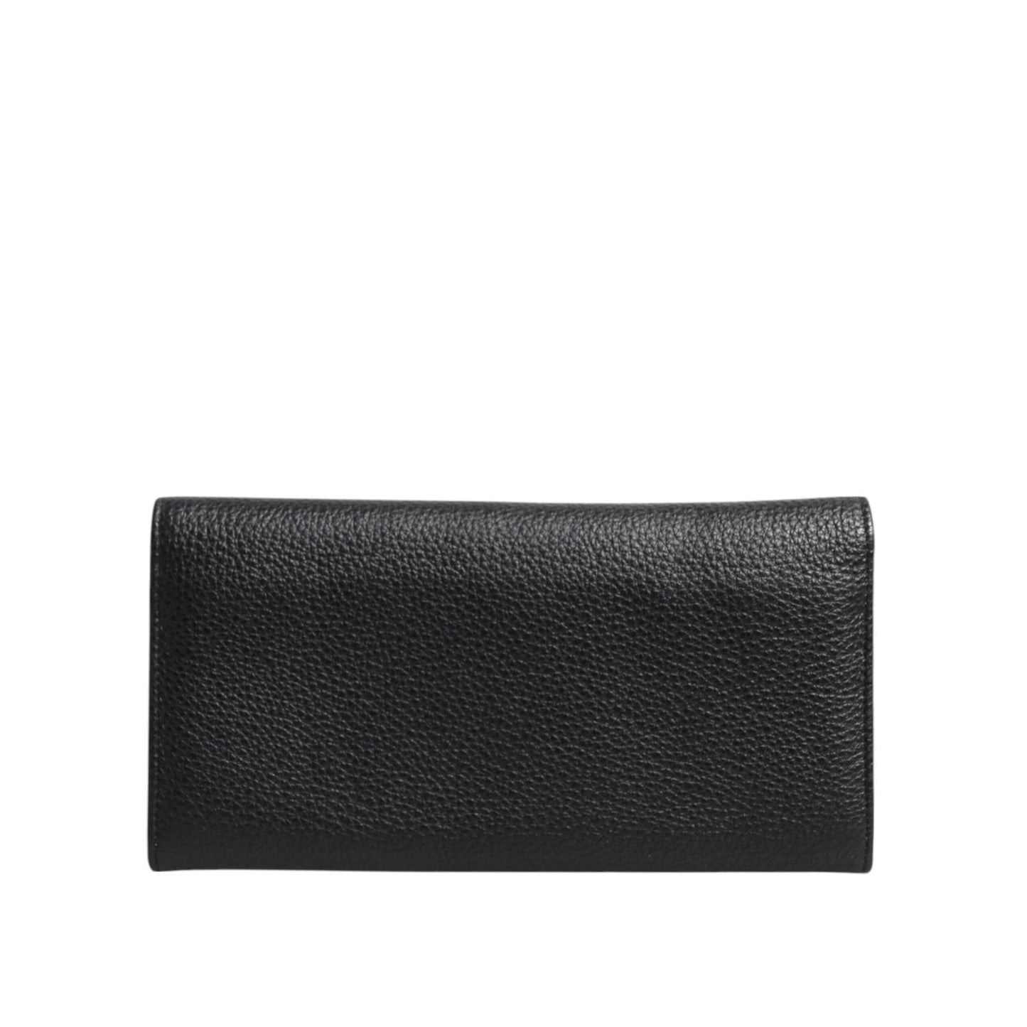 Dolce & Gabbana Black Leather Trifold Logo Plaque Card Holder Wallet