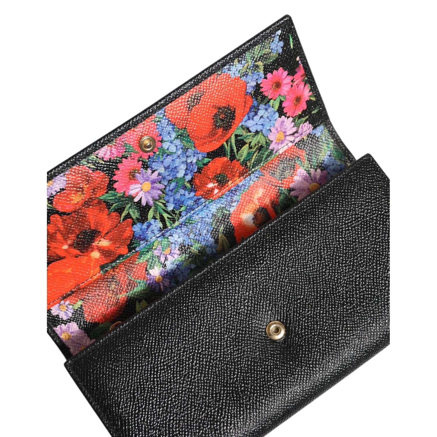 Dolce & Gabbana Black Leather Logo Plaque Trifold Card Holder Wallet