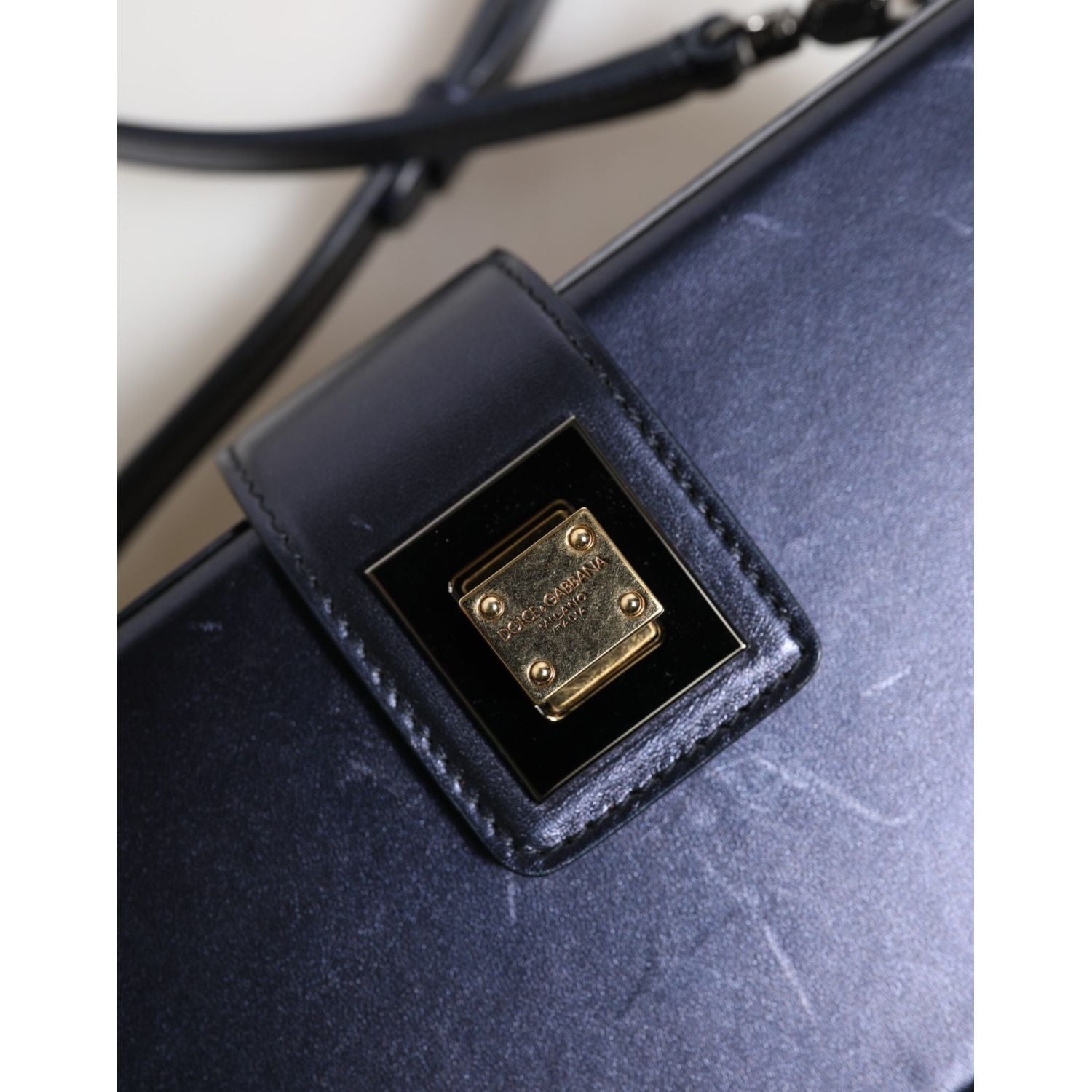 Dolce & Gabbana Blue DG BOX Lambskin Leather Crossbody Strap Bag