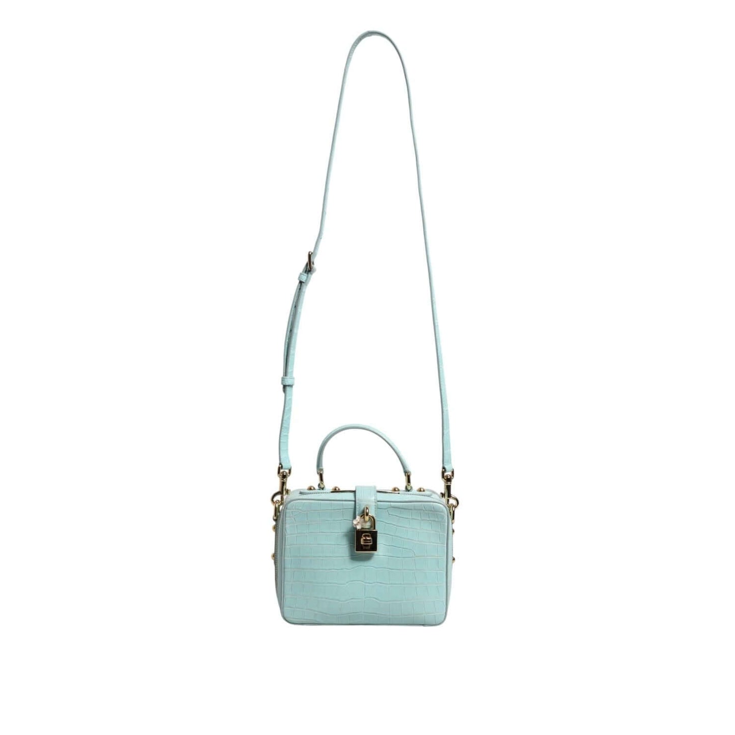 Dolce & Gabbana Mint Green Embossed Leather Padlock Shoulder Bag