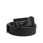 Dolce & Gabbana Black Leather Classic Metal Logo Buckle Belt BEL9497-90