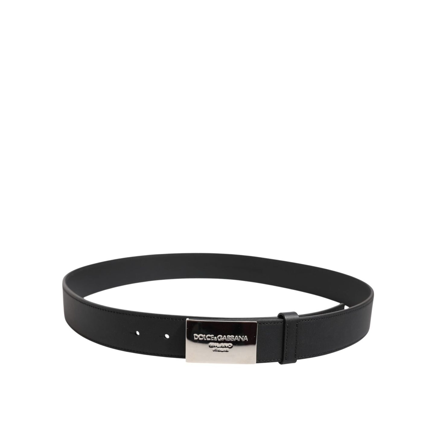 Dolce & Gabbana Black Leather Classic Metal Logo Buckle Belt BEL9497-90