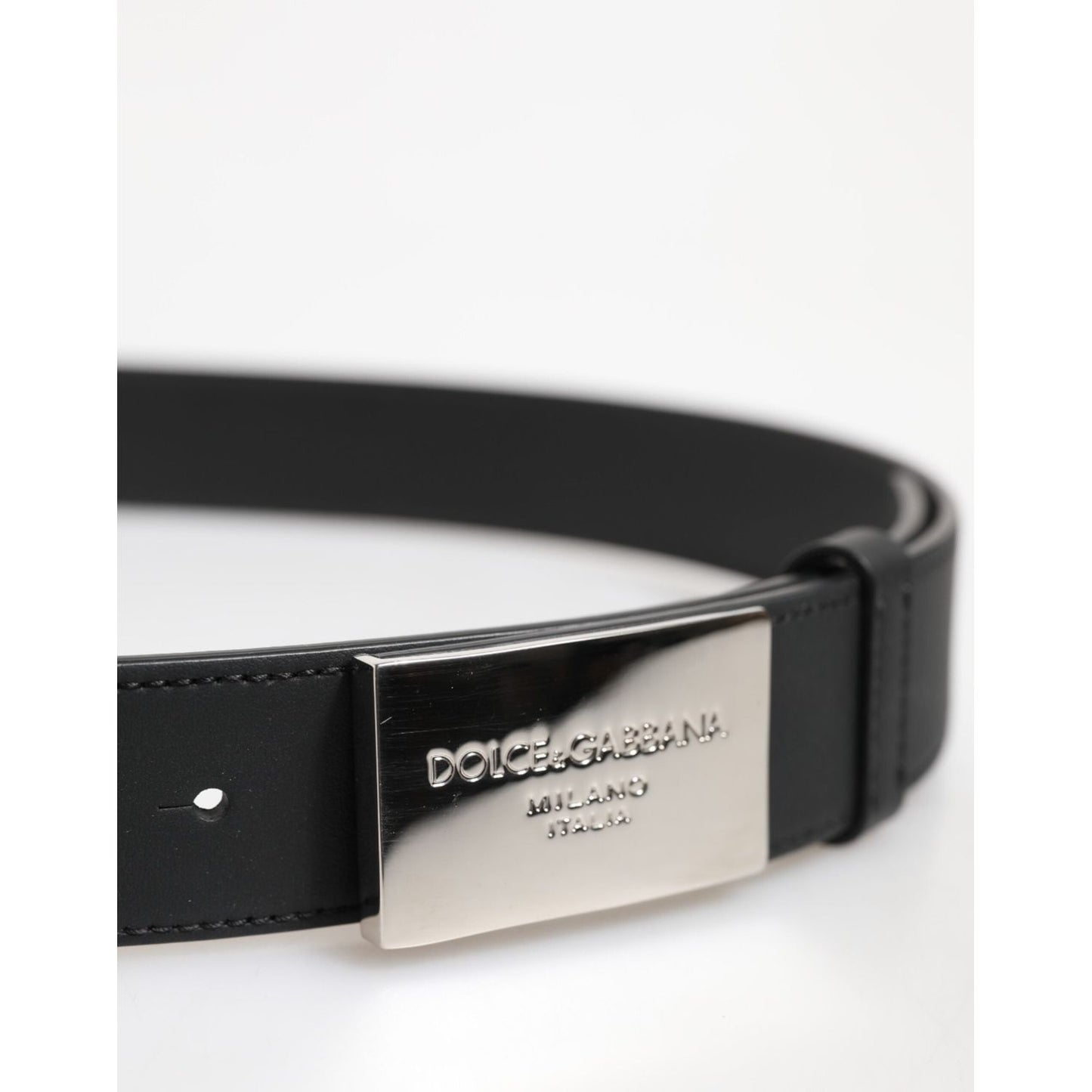 Dolce & Gabbana Black Leather Classic Metal Logo Buckle Belt BEL9497-90