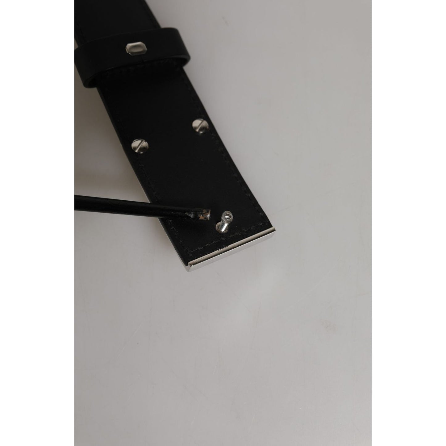 Dolce & Gabbana Black Leather Classic Metal Logo Buckle Belt BEL9497-90