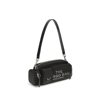 Marc Jacobs Black Canvas Shoulder Bag with leather strap and logo embroidery