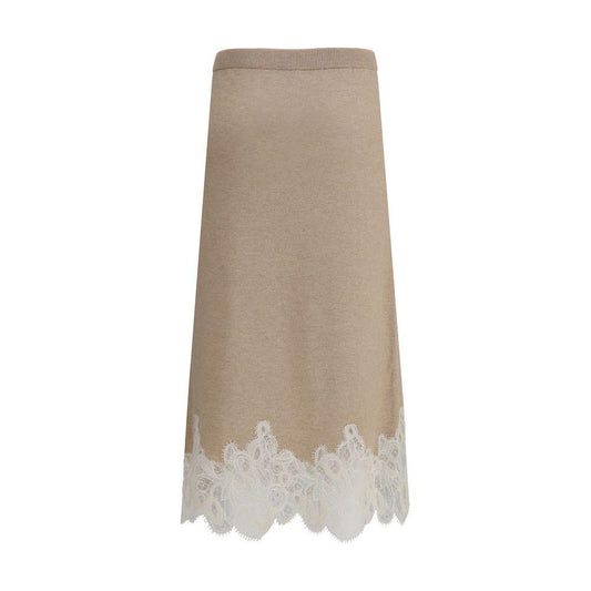 Fabiana Filippi Wool and lace Midi Skirt FA-GND215F395L5190158-IT44 | L