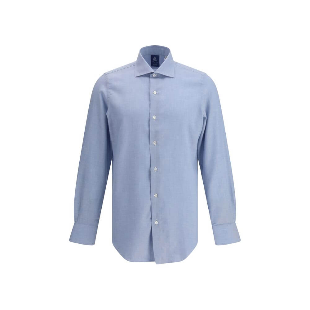 Finamore Light Blue Cotton Dress Shirt