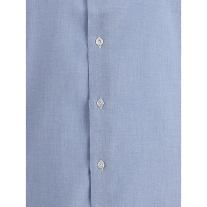 Finamore Light Blue Cotton Dress Shirt