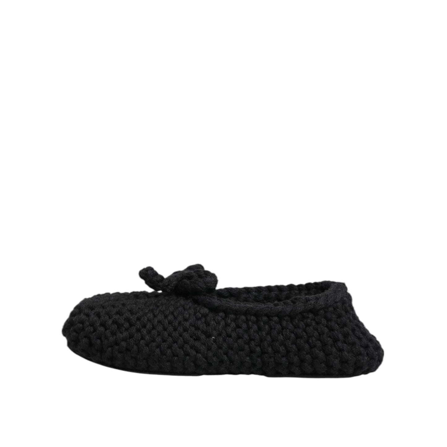 Dolce & Gabbana Black Wool Knit Slip On Ballerina Flats Shoes