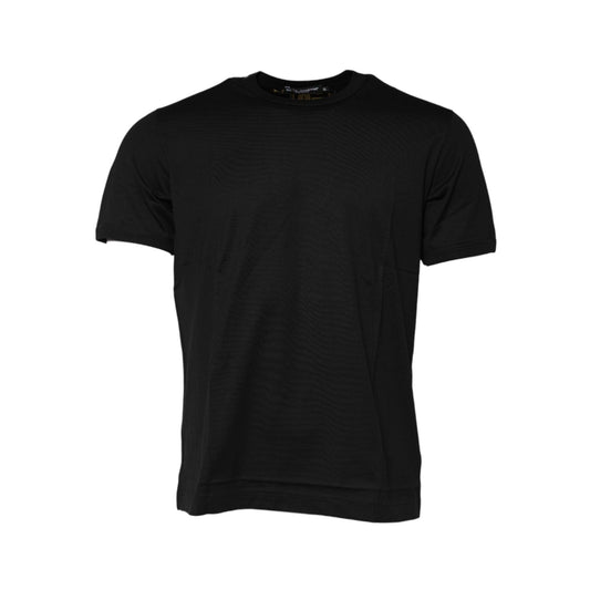 Dolce & Gabbana Black Cotton Logo Print Crew Neck T-shirt TSH91017-46