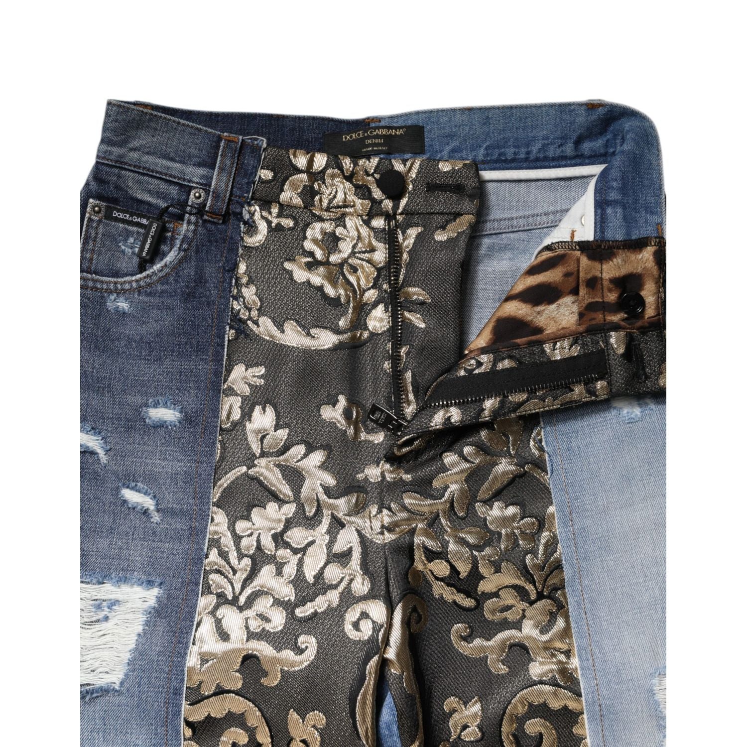 Dolce & Gabbana Multicolor Patchwork Tapered Denim Jeans