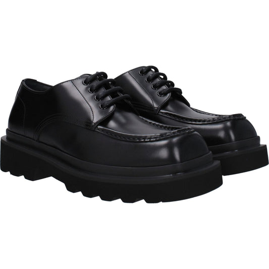 Dolce & Gabbana Black Leather Oxfords And Derbies DO-8547414606089-EU39.5/US6.5