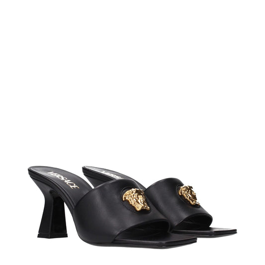 Versace Black Leather Stiletto Heels Sandals VE-15233995931913-EU37/US7