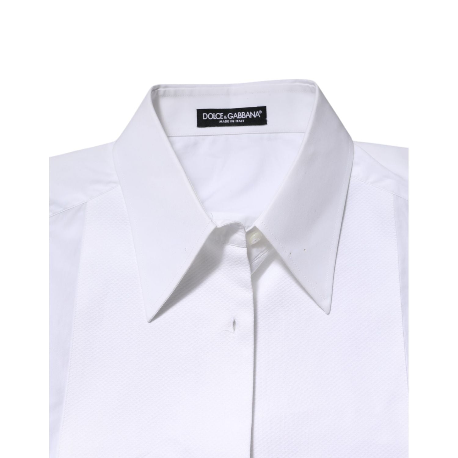 Dolce & Gabbana White Cotton Collared Long Sleeves Shirt Top
