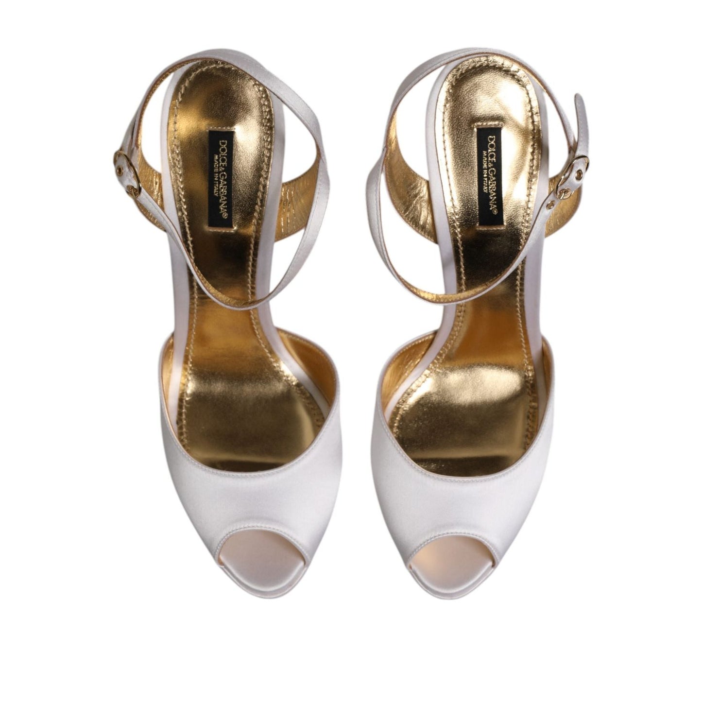 Dolce & Gabbana White Satin Platform Heels Sandals Shoes LA12773-39
