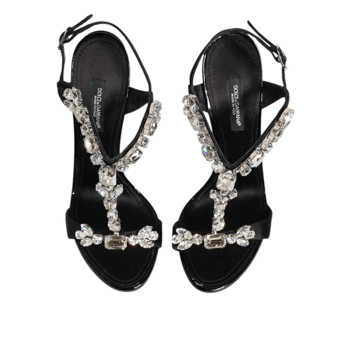 Dolce & Gabbana Black Keira Crystals Heels Sandals Shoes LA12783-36.5