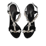 Dolce & Gabbana Black Keira Crystals Heels Sandals Shoes LA12783-36.5